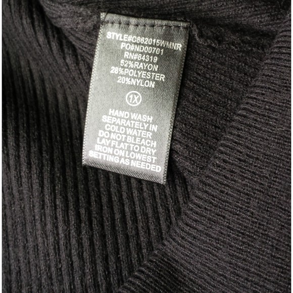 New Devotion by Cyrus Dolman Sleeve Ribbed Center Seam Sweater Black Size 1X - Picture 6 of 9